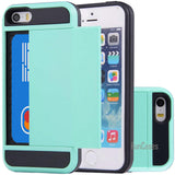iPhone 5C Case Hybrid Armor Hard PC+TPU 2 In 1 Card Slider With Card Storage Cover
